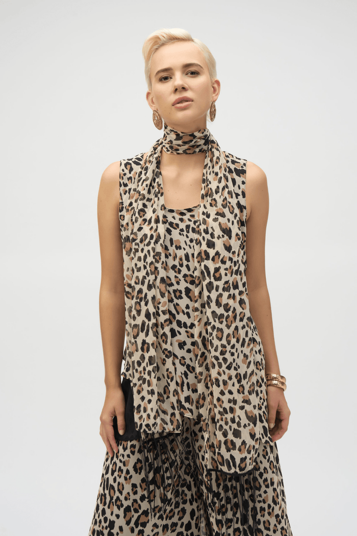 Joseph Ribkoff 252155 Chiffon Animal Print Reversible A - Line Tunic - Dotique - Joseph Ribkoff
