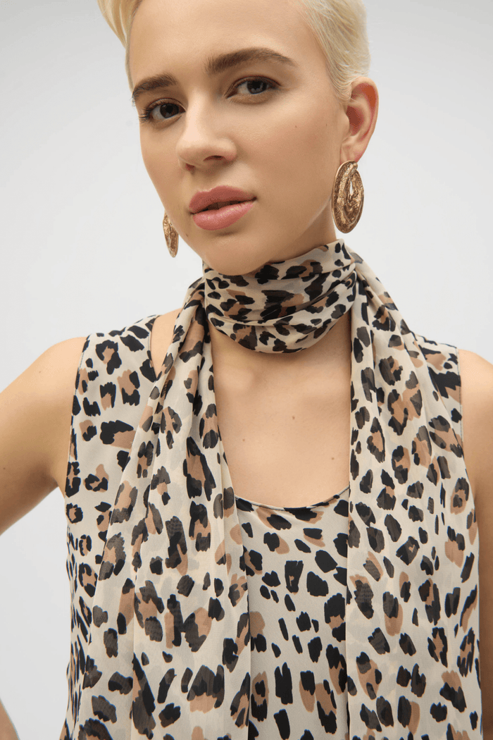Joseph Ribkoff 252155 Chiffon Animal Print Reversible A - Line Tunic - Dotique - Joseph Ribkoff
