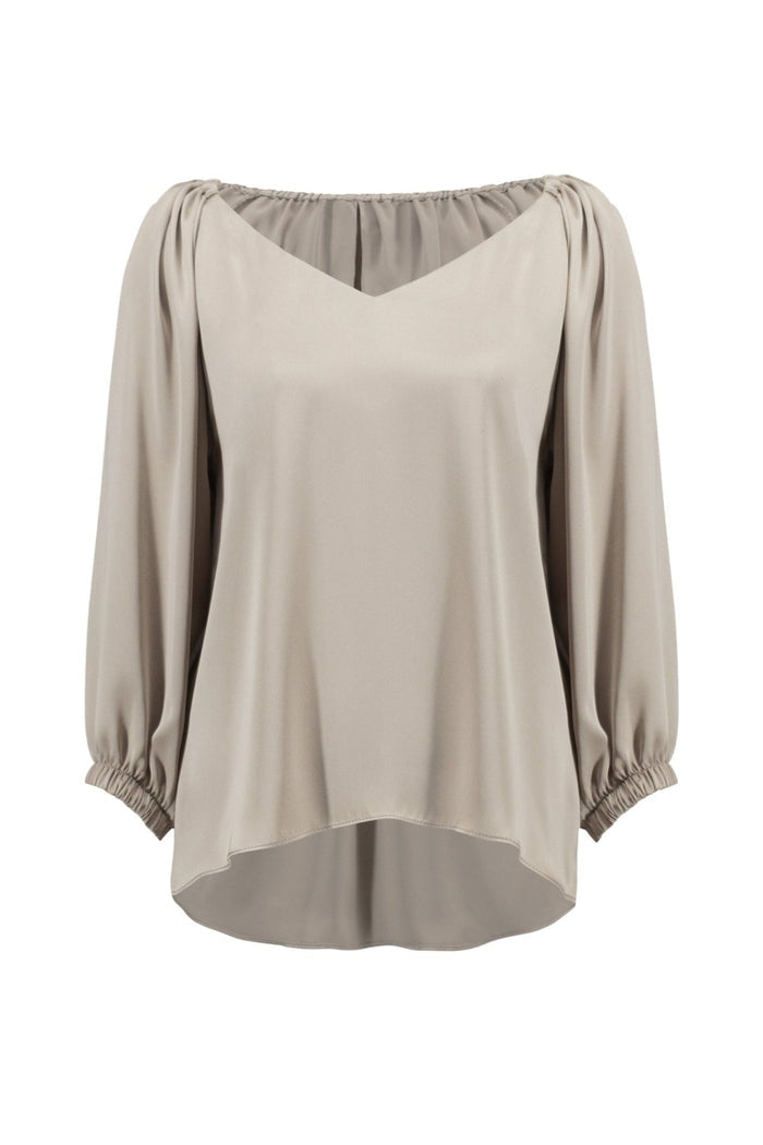 joseph-ribkoff-252165-dotique-satin-v-neck-straight-top-dune-dotique-1
