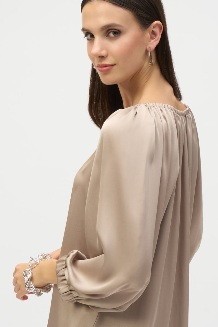 joseph-ribkoff-252165-dotique-satin-v-neck-straight-top-dune-dotique-1