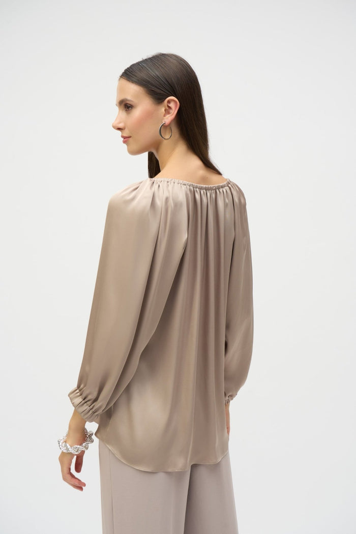 joseph-ribkoff-252165-dotique-satin-v-neck-straight-top-dune-dotique-1