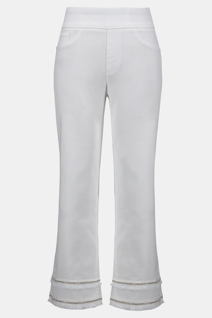 Joseph Ribkoff 252913 Stretch Straight Crop Pull - On Jeans with Beading - Dotique - Joseph Ribkoff