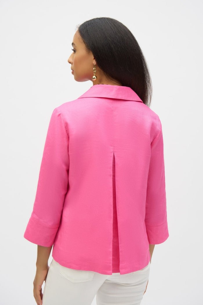 joseph-ribkoff-252933-bubblegum-pink-linen-boxy-top-with-shirt-collar-dotique-1