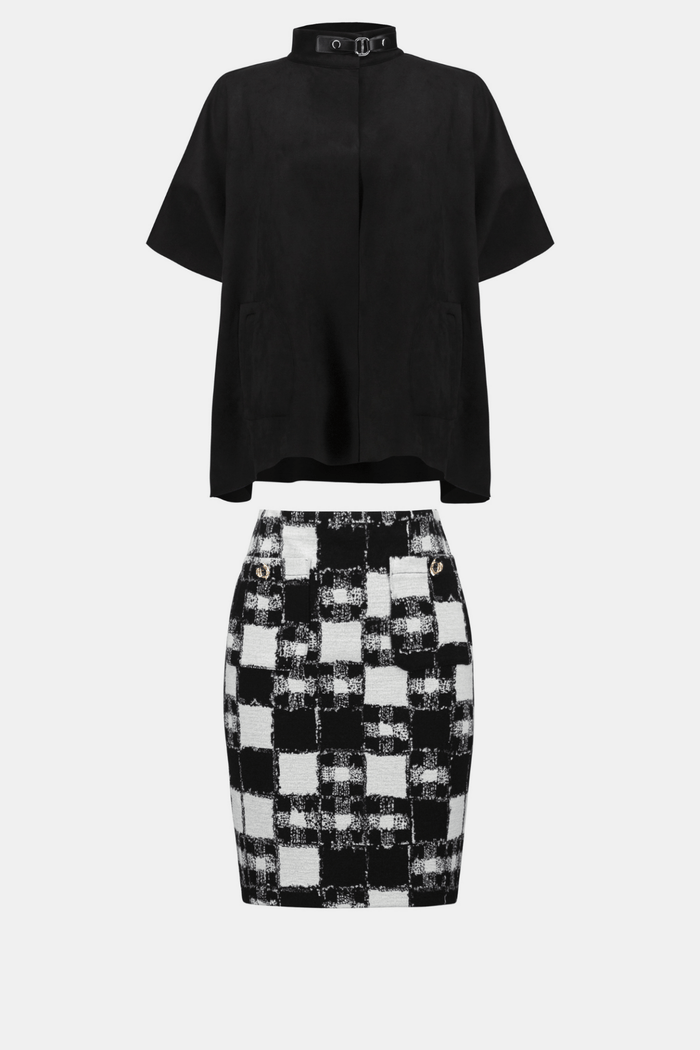 Joseph Ribkoff plaid jacquard pull-on skirt with buttoned pockets – Dotique