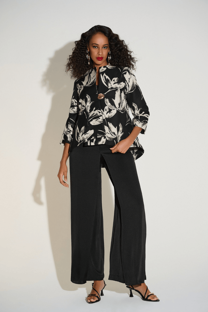 Joseph Ribkoff floral jacquard swing jacket with funnel collar – Dotique