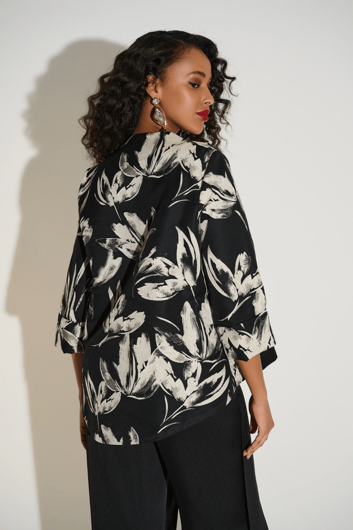 Joseph Ribkoff floral jacquard swing jacket with funnel collar – Dotique
