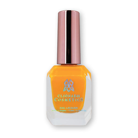 Bottle of nail polish containing Joyous Nail Lacquer on white background.