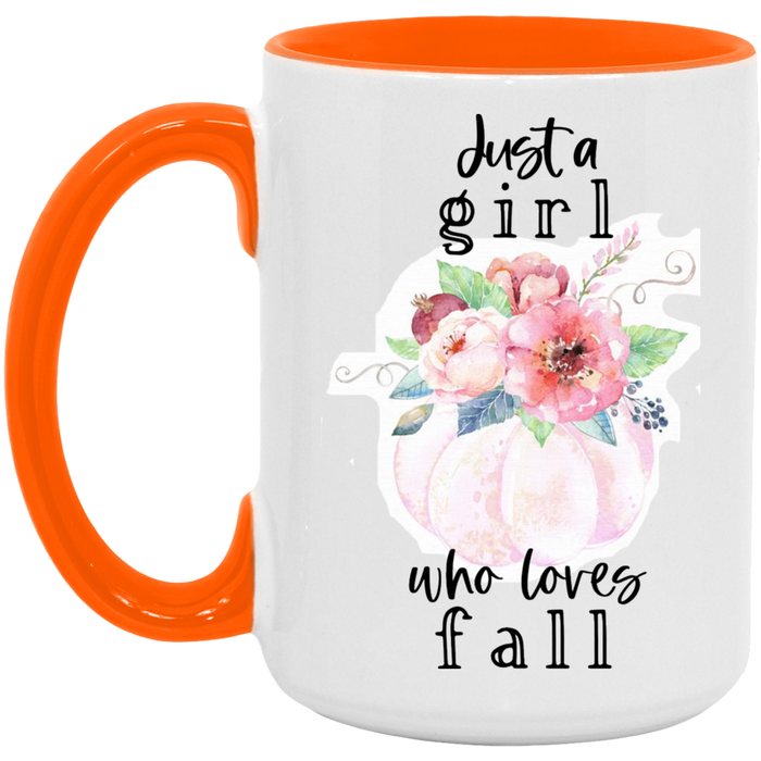 Just A Girl Who Loves Fall ceramic coffee mug, product photo 2