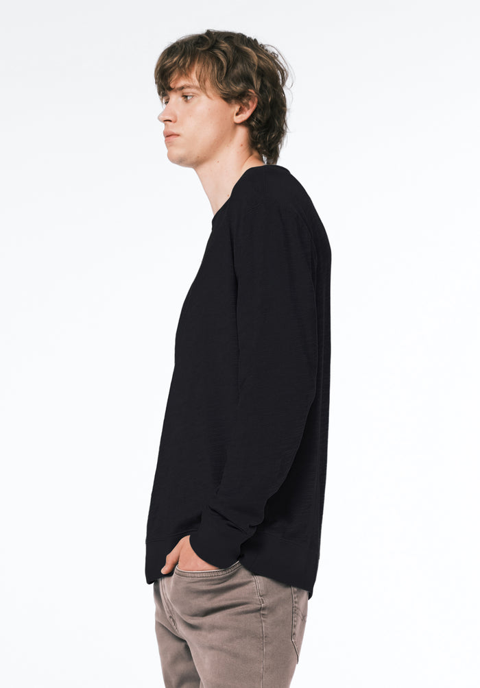 Buffalo Men Tops Black Knit Knit Long Sleeve Soft Cotton Relaxed Fit