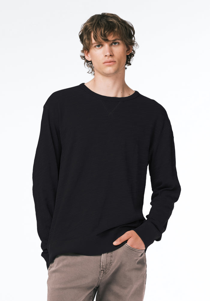 Buffalo Men Tops Black Knit Knit Long Sleeve Soft Cotton Relaxed Fit
