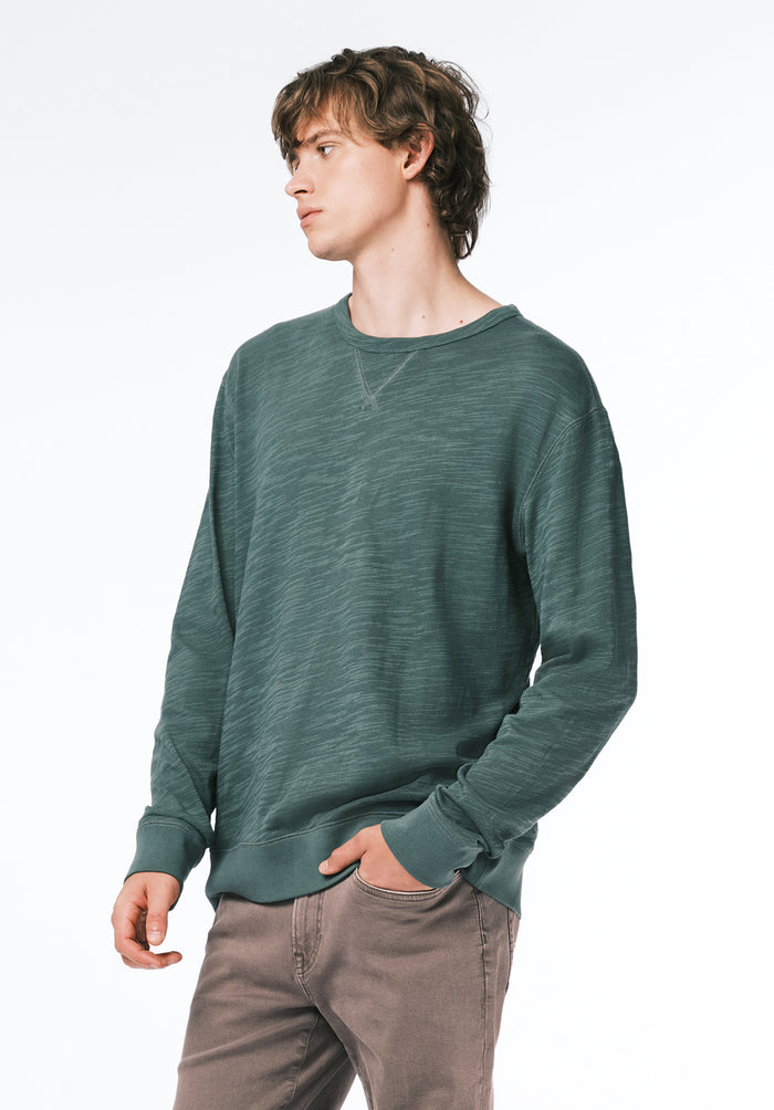Buffalo Men Tops Green Knit Knit Long Sleeve Soft Cotton Relaxed Fit