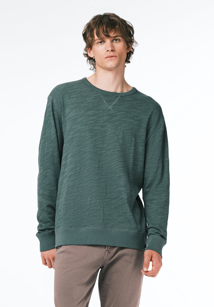Buffalo Men Tops Green Knit Knit Long Sleeve Soft Cotton Relaxed Fit
