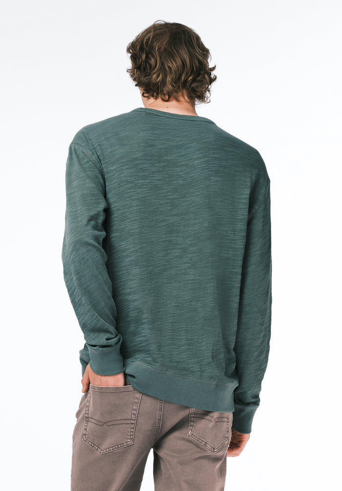 Buffalo Men Tops Green Knit Knit Long Sleeve Soft Cotton Relaxed Fit