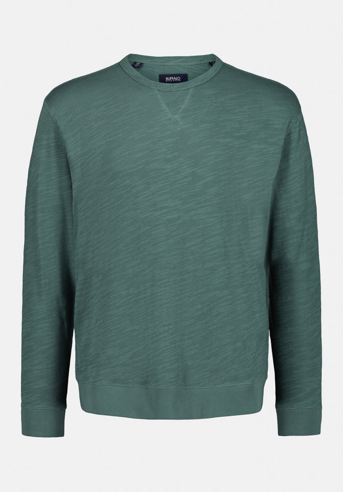 Buffalo Men Tops Green Knit Knit Long Sleeve Soft Cotton Relaxed Fit