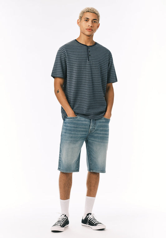 Buffalo Men Tops Blue Knit Knit Long Sleeve Crew Neckline Short Sleeve