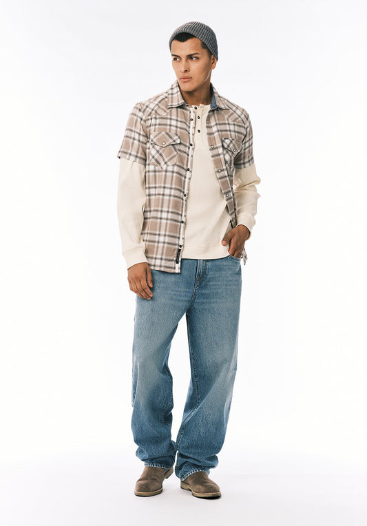 Buffalo Men Tops Beige Knit Knit Long Sleeve Crew Neckline Long Sleeve