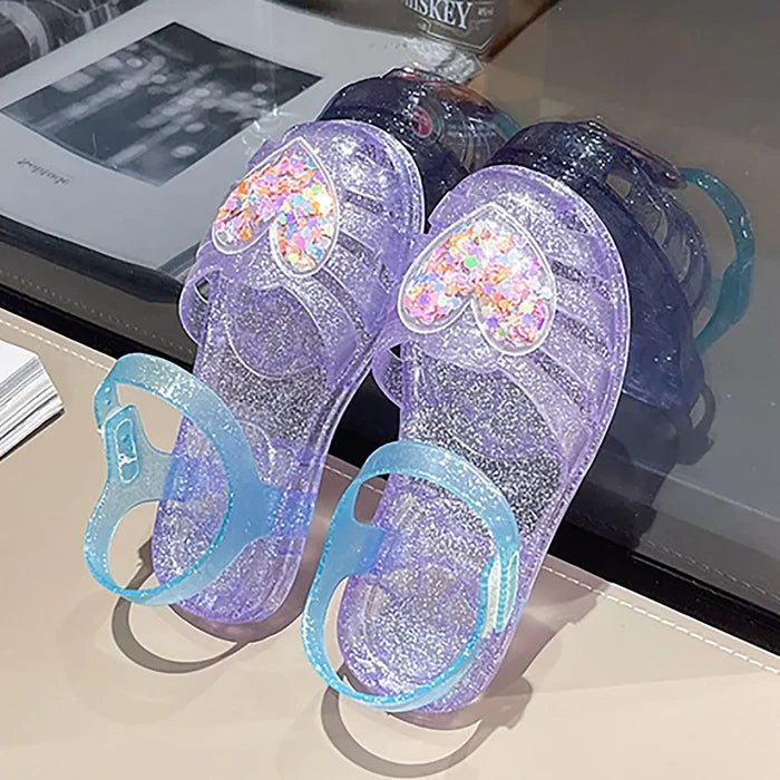 Kids Crystal Jelly Sandals – Glitter Butterfly Summer Shoes for Toddler Girls, Soft Rubber Slip-On