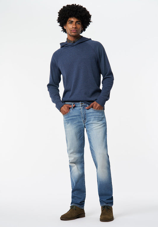 Buffalo Men Tops Navy Knit Knit Long Sleeve Relaxed Fit Ribbed Cuffs