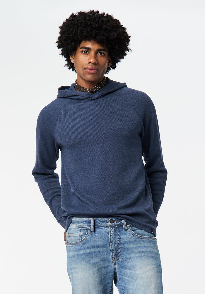 Buffalo Men Tops Navy Knit Knit Long Sleeve Relaxed Fit Ribbed Cuffs