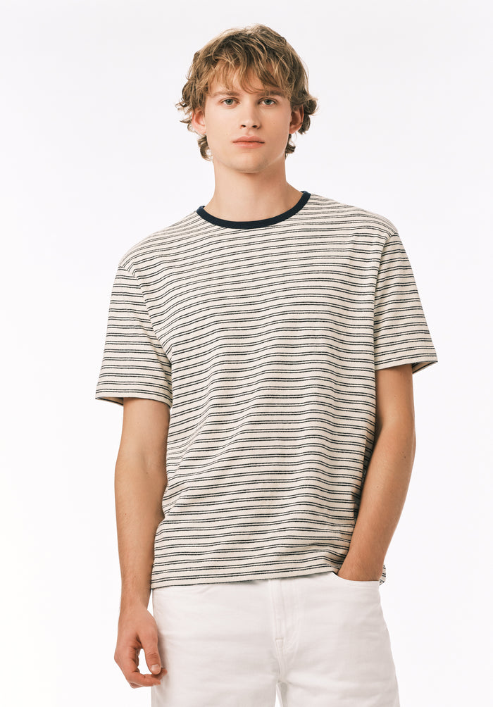 Buffalo Men Tops Navy Knit Knit Long Sleeve Crew Neckline Horizontal Stripes