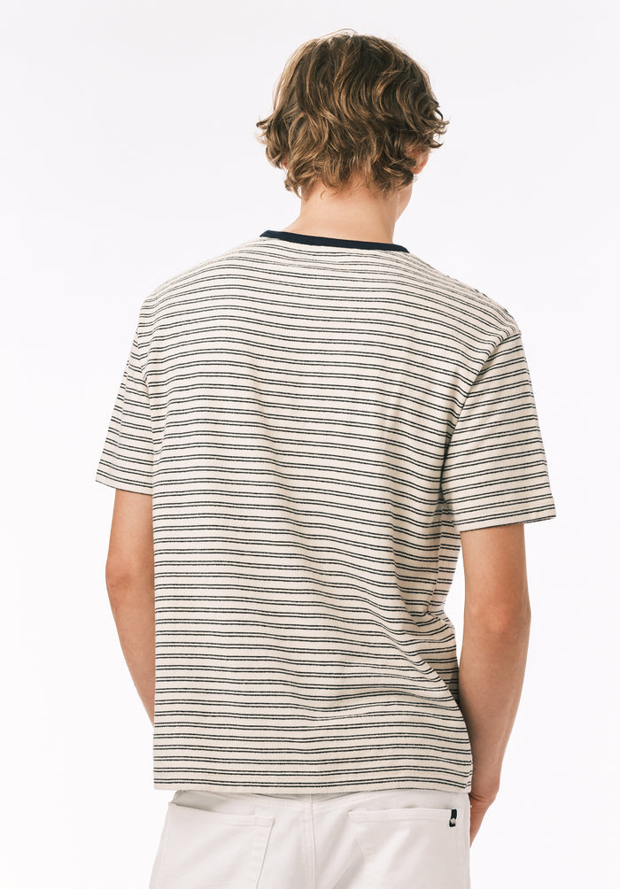 Buffalo Men Tops Navy Knit Knit Long Sleeve Crew Neckline Horizontal Stripes