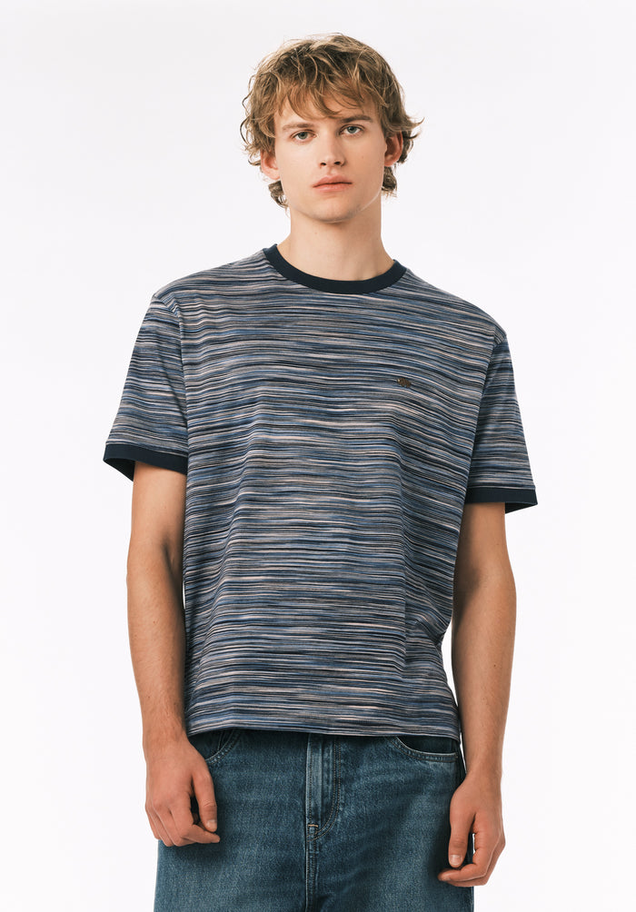 Buffalo Men Tops Blue Knit Knit Short Sleeve Regular Fit Crew Neck