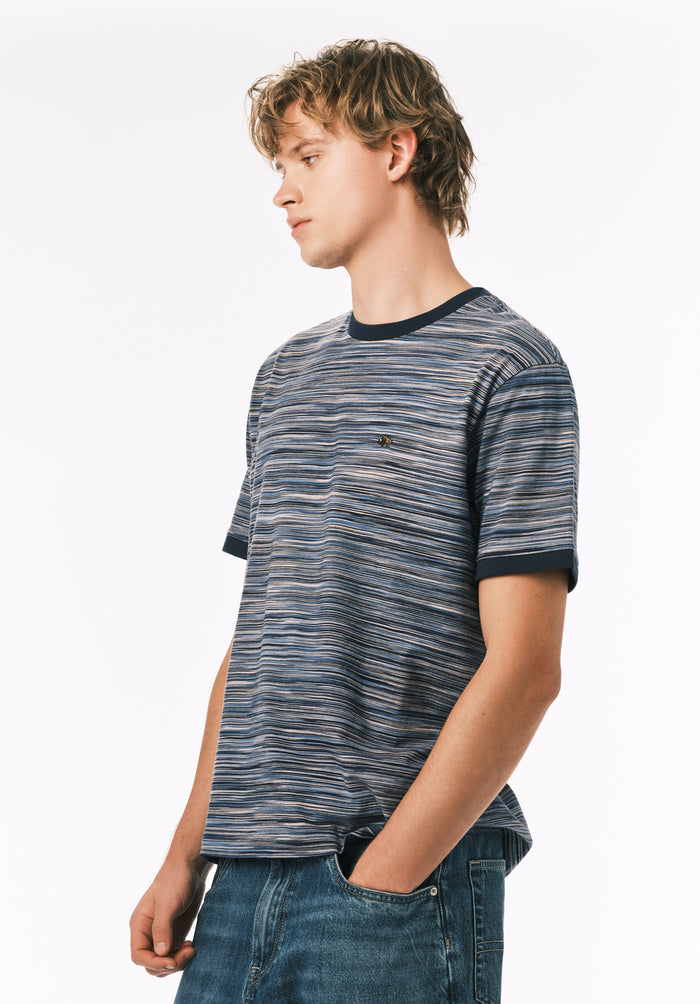 Buffalo Men Tops Blue Knit Knit Short Sleeve Regular Fit Crew Neck