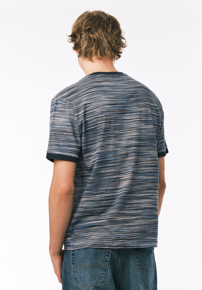 Buffalo Men Tops Blue Knit Knit Short Sleeve Regular Fit Crew Neck