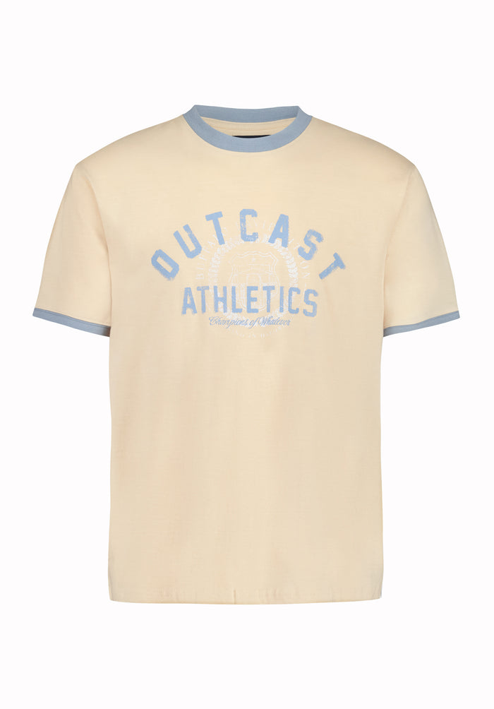 Buffalo Men Tops Beige Knit Knit Short Sleeve Crew Neckline Graphic Print