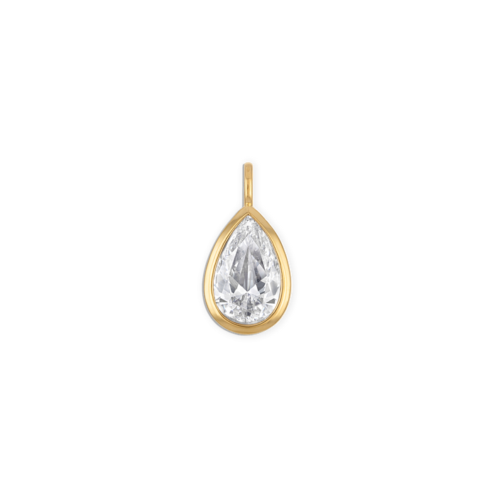 Large Bezel Pear Pendant - 14k vermeil bezel set 13x8mm lab gemstone pear pendant