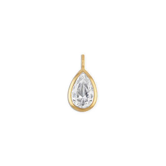 Large Bezel Pear Pendant - 14k vermeil bezel set 13x8mm lab gemstone pear pendant