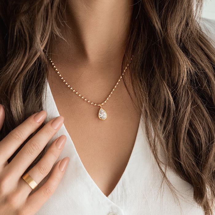 Large Bezel Pear Pendant
