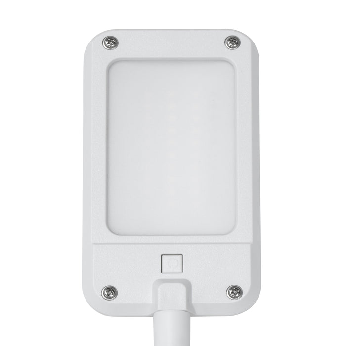 LED Flex Lamp for Office, Art, Sewing, or Crafts with USB Charging Port and Metal Clamp Base White 12006