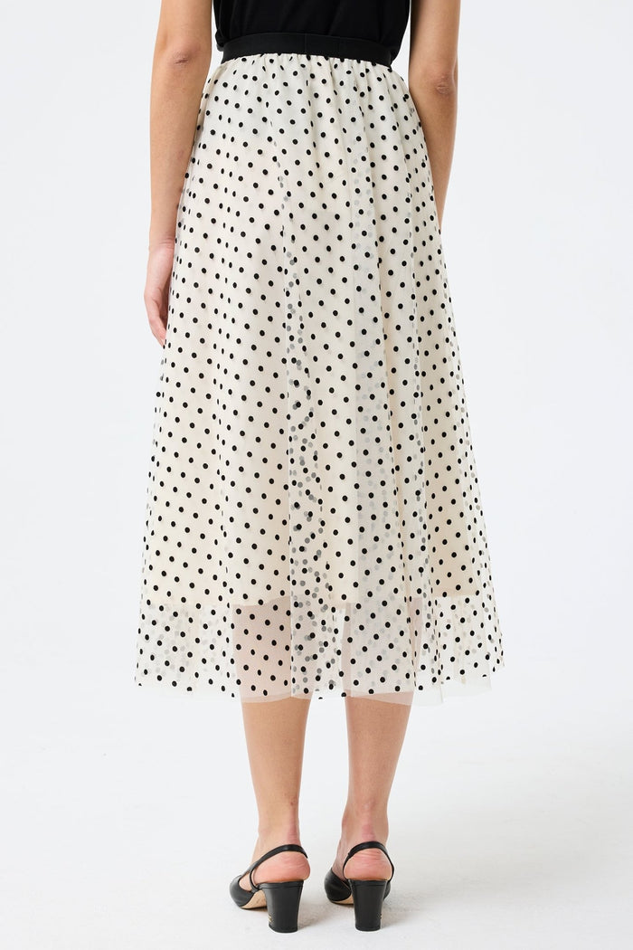 Leo & Ugo KEJ802 Of White/ Black Polka Dot Skirt - Dotique