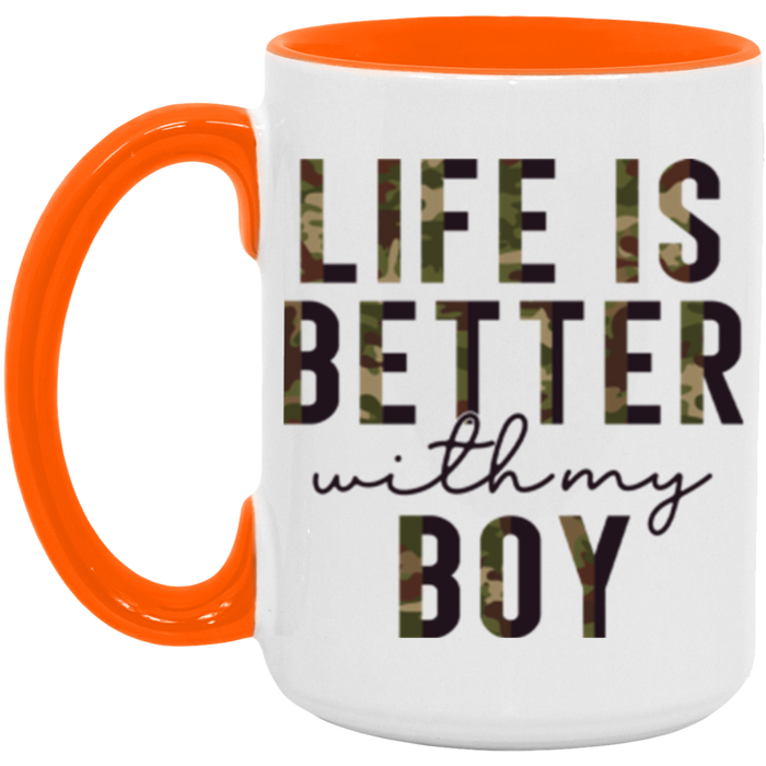 Life is Better With My Boy ceramic coffee mug, product photo 2