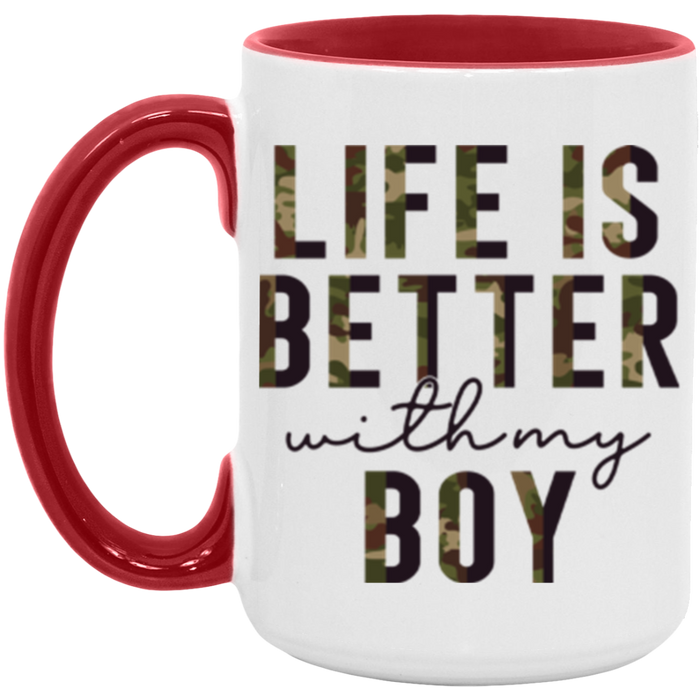 Life is Better With My Boy ceramic coffee mug, product photo 3