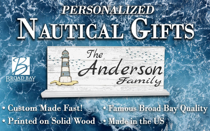 Lighthouse Family Name Sign for Mantel Or Shelf - Broad Bay Personalized Gifts Shipped Fast