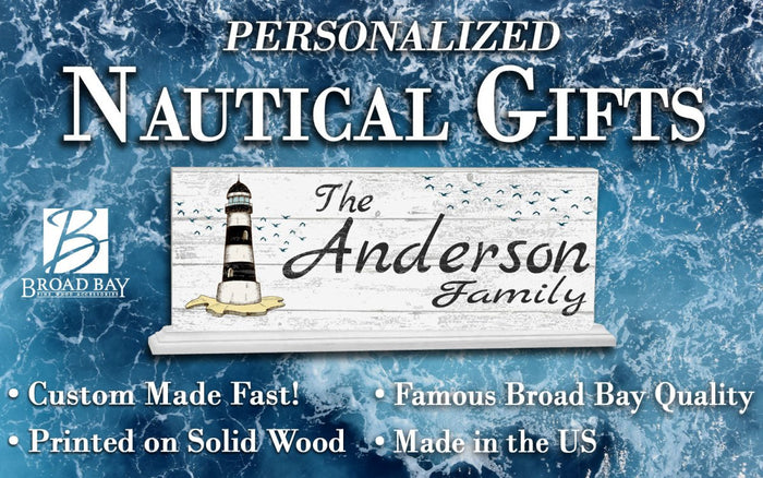 Lighthouse Family Name Sign for Mantel Or Shelf - Broad Bay Personalized Gifts Shipped Fast