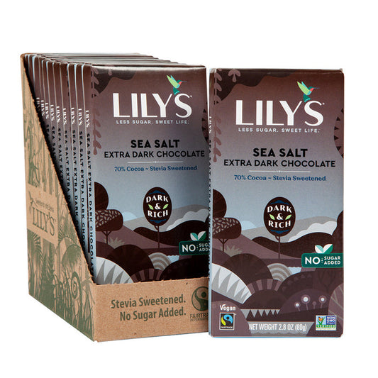Lily's 70% Extra Dark Chocolate Sea Salt Candy Bar - 12 Count