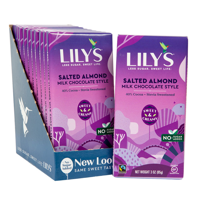 Lily's Salted Almond Milk Chocolate Candy Bars 40% Cacao - 12 Count