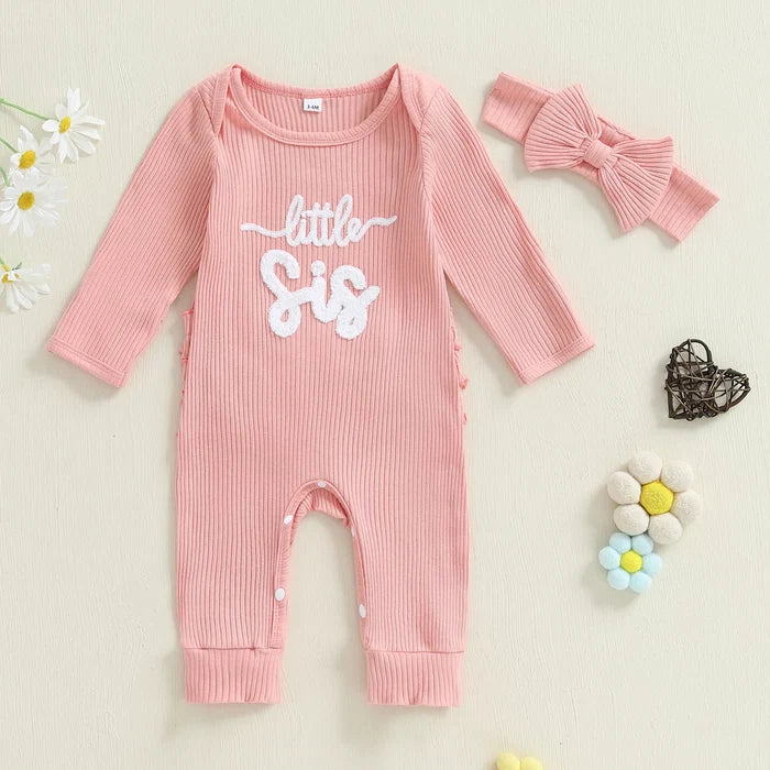LITTLE SIS Ribbed Jumpsuit with Headband
