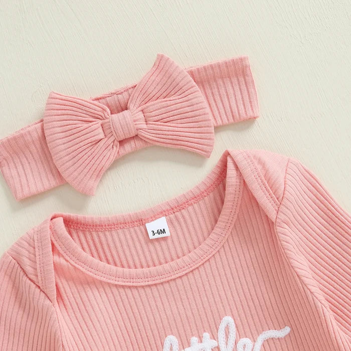 LITTLE SIS Ribbed Jumpsuit with Headband