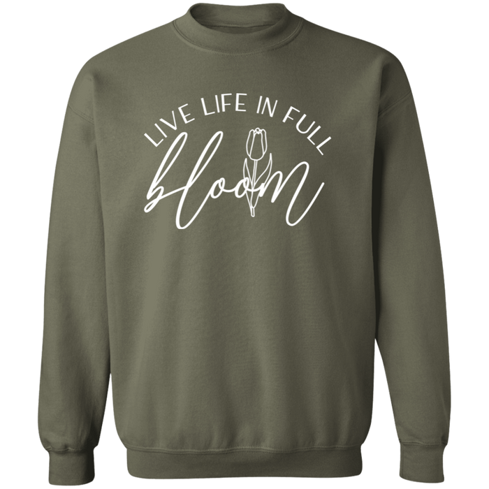 Live Life In Full Bloom crewneck sweatshirt in Military Green