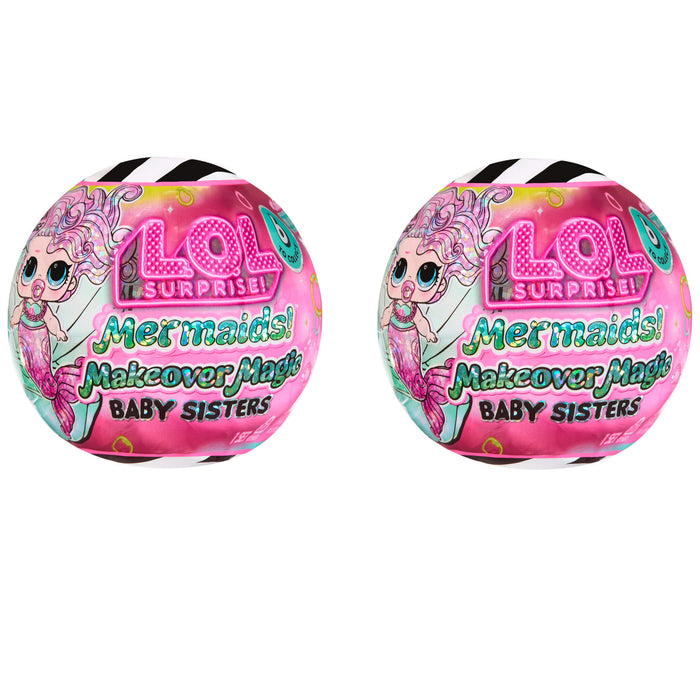 Two LOL Surprise! Mermaids Makeover Magic toy packages on a white background