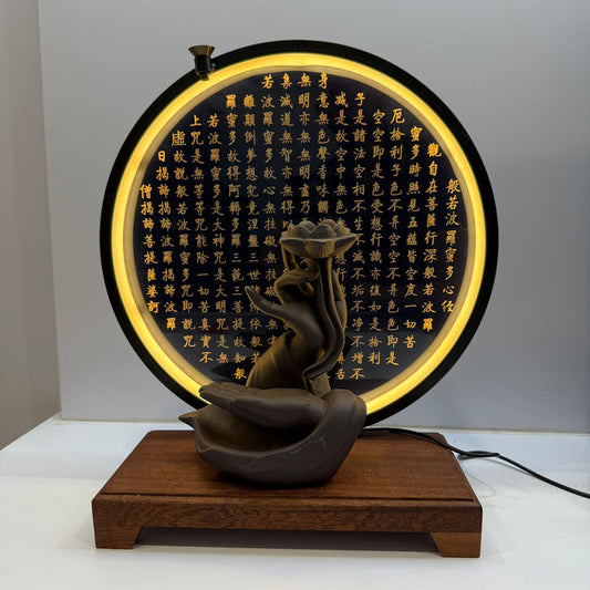 Lotus On Hand, Heart Sutra With LED Ring (Adjustable Light)