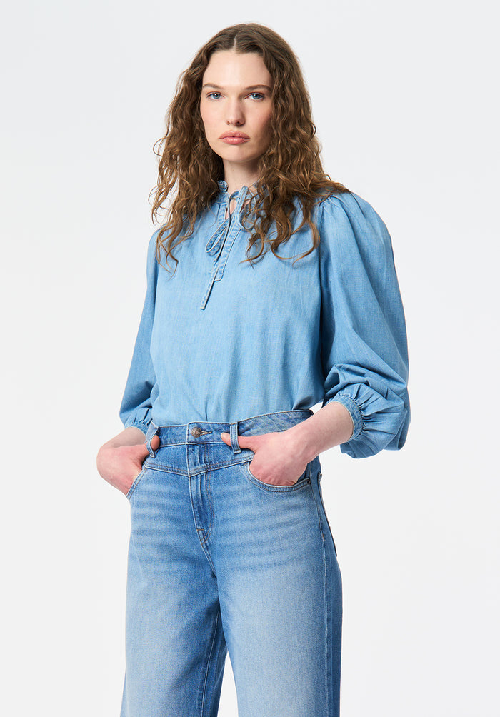 Buffalo Women Shirts Blue Woven Woven Long Sleeve