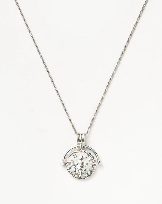 Lucy Williams Engravable Roman Arc Coin Necklace | Silver Plated Necklaces Missoma