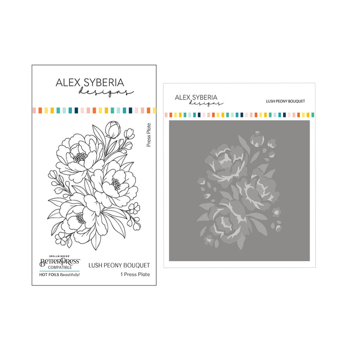 Lush Peony Bouquet Press + Hot Foil Plate & Stencil Bundle