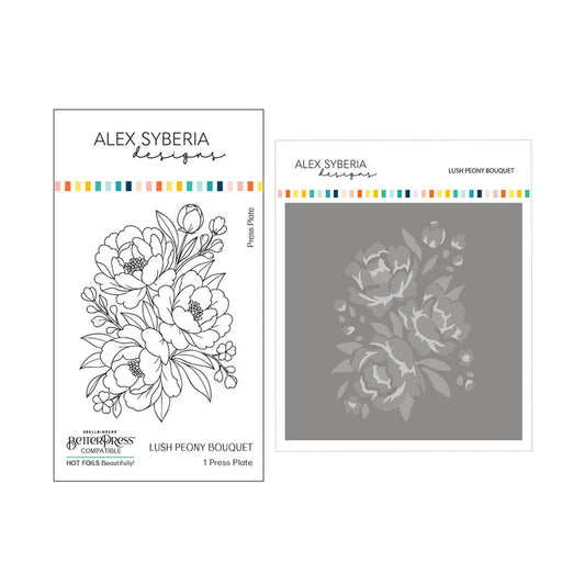 Lush Peony Bouquet Press + Hot Foil Plate & Stencil Bundle