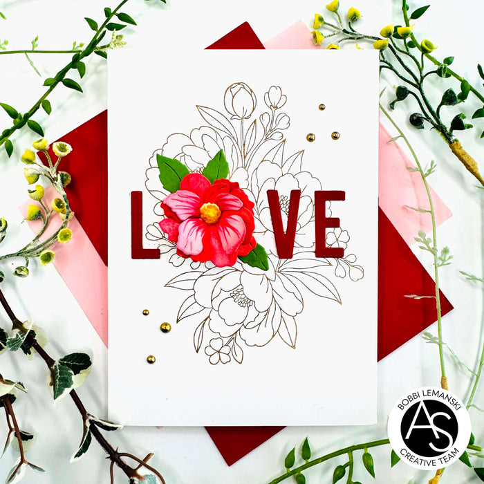 Lush Peony Bouquet Press + Hot Foil Plate & Stencil Bundle